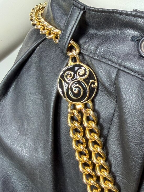 1980s gold chain belt with enamel accents Size M-L by Doncaster main image 5